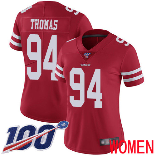 San Francisco 49ers Limited Red Women Solomon Thomas Home NFL Jersey #94 100th Season Vapor Untouchable->san francisco 49ers->NFL Jersey